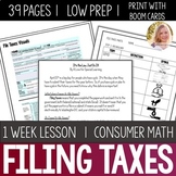 File Taxes Lesson Unit Consumer Math Life Skills Special E