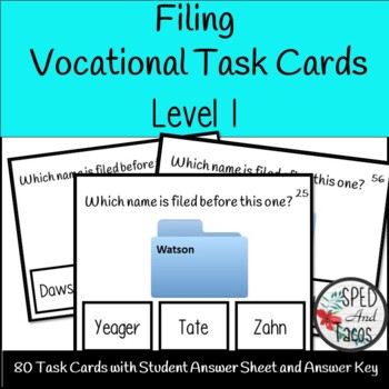 Preview of Filing Vocational Task Cards-Level 1