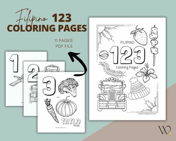 Preview of Filipino Numbers Coloring Pages Printable | Counting in Tagalog Coloring Pages