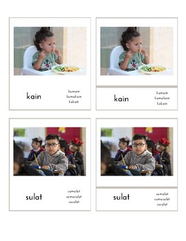 Preview of Filipino Verbs/Action Words/Pandiwa (3 Part Montessori Cards)