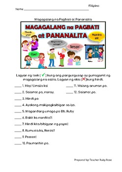 Preview of Filipino Worksheets for Kids