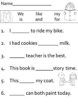 Fill In The Blank - sight word sentence worksheets by NVW ...