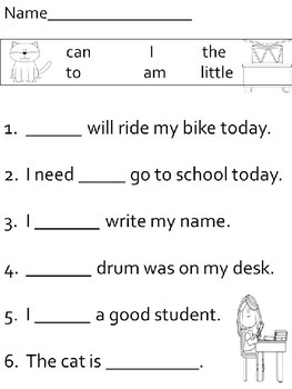 kindergarten sight word sentences worksheets pdf