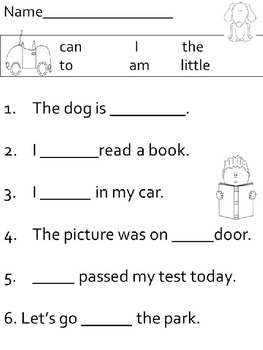 sight word sentence writing worksheets