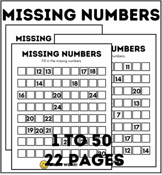 Preview of Fill In The Blank | Missing Numbers | Numbers 1 to 50 | 22 Handouts
