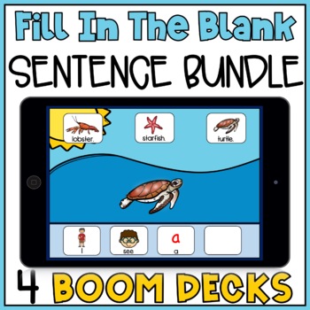 Preview of Fill In The Blank Sentence Building Boom Cards - Visual Supports Bundle 2