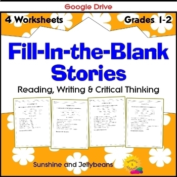 Preview of Fill-In-The-Blank Stories - Reading/Writing/Critical Thinking - Grade 1-2 Google