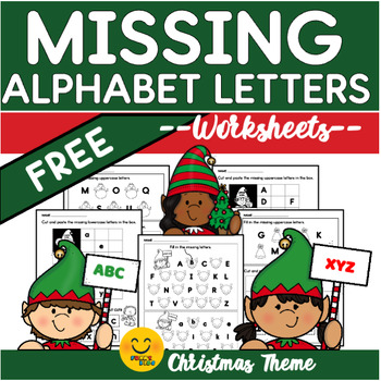 Preview of Fill In The Missing Alphabet Letters - Cut and Paste - CHRISTMAS Theme FREE
