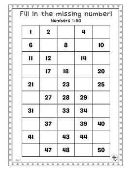 Fill In The Missing Number 1-50 by The SPED Life For Me | TPT