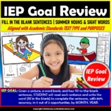Fill In the Blank Sentences | Review Packet for IEP Goals 