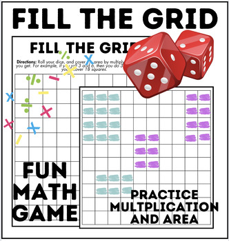 Preview of Fill The Grid | Math Game To Practice Multiplication and Area | Math Center