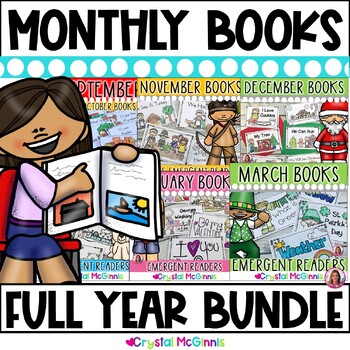 Preview of Kindergarten Books for Beginning Readers | Monthly Emergent Reader Books Bundle