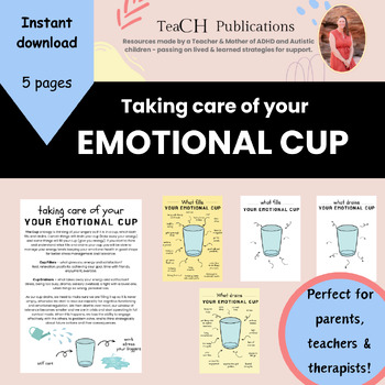 Preview of Fill Your Cup - Emotional Care Therapy - Self Care - Self Love - Mental Health
