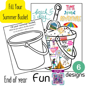Preview of Fill Your Summer Bucket Writing Creative  Fun End of Year Printable Goals SEL