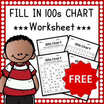 Preview of Fill in 100s chart | Fill in the Missing Numbers 100's Chart Worksheets - Free