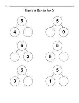 Math Worksheets: Fill in Number Bonds- One Number Per Page by nana