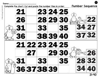 fill in number chart sequencing 21 40 math worksheets google slides