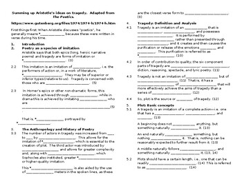 Preview of Fill-in Reading Guide and Note Form for Aristotle's Poetics