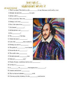 Preview of Fill-in Shakespeare Quotes: Famous Phrases