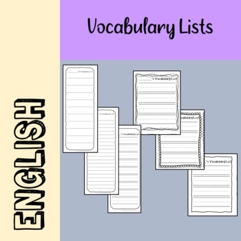 Preview of Fill-in Vocabulary Lists
