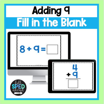 Preview of Fill in the Blank Addition 9 Boom™ Cards Activity