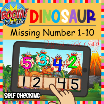 Preview of Fill in the Blank - Missing Numbers to 10 Boom Cards | Dinosaur Learning