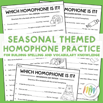 Preview of Fill in the Blank Seasonal Homophones