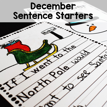 Preview of December Sentence Starters Writing Prompts