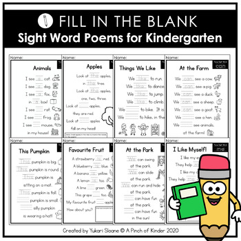 Preview of Fill in the Blank: Sight Word Poems for Kindergarten