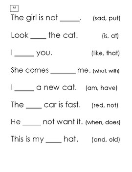 Fill in the Blank-Simple Sentences by Jules K1 Gems | TpT