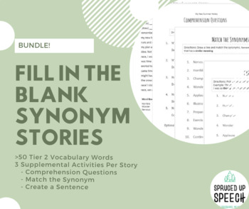 Preview of Fill in the Blank Synonym Stories Bundle (Tier 2 Vocab)