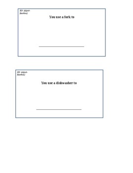 Preview of Fill in the Blank Task Cards- Fill in FUNCTION Given Object (ABLLSR H9) FREE