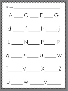 Fill in the Blank- Upper and Lower Case Letters by Teaching with Tallie