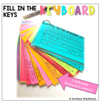 Preview of Fill in the Keyboards printable worksheets to practice typing skills