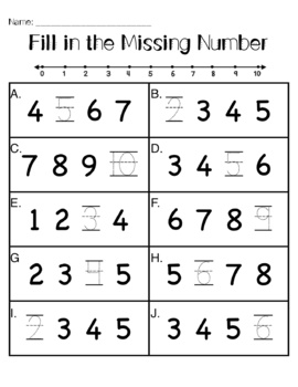 Preview of Fill in the Missing Number 0-10 and 0-20- Numerical Order and Number Writing