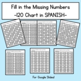 Fill in the Missing Number 120 Chart in SPANISH for Google Slides
