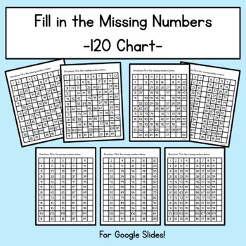 Preview of Fill in the Missing Numbers 120 Chart for Google Slides
