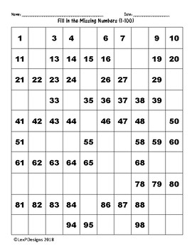 Fill in the Missing Numbers by LexPDesigns | TPT