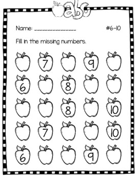 Fill in the Missing Numbers: Apples edition by Mrs Kellys Kinders