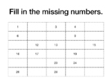 Fill in the Missing Numbers Chart (1-30)