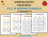Fill in the Missing Numbers Worksheets for Kindergarten & 