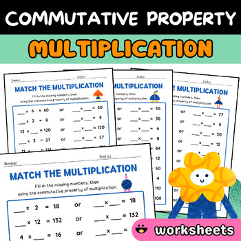 Preview of Fill in the Missing Numbers and Apply the Commutative Property of Multiplication