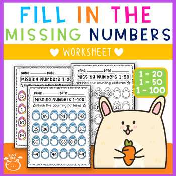 Preview of Fill in the Missing Numbers spring math worksheets