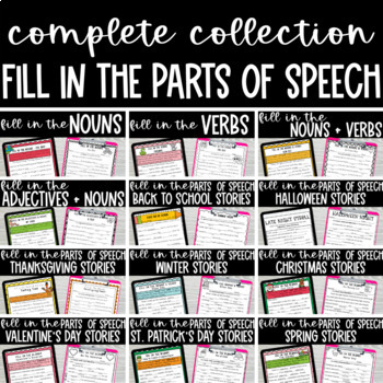 Preview of Fill in the Parts of Speech Google Slides Worksheets BUNDLE - Writing Activity