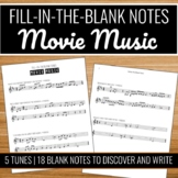 Fill-in-the-blank notes | Movie Music | worksheet for treb