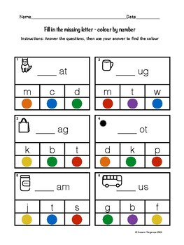Preview of Fill in the missing letter - Colour by number