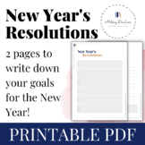 Fill in your New Year's Resolutions - Printable