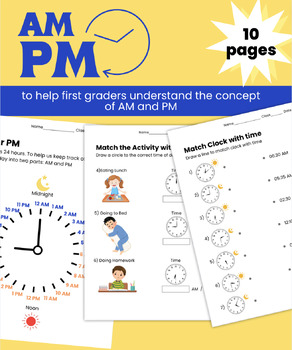 Preview of Telling time : AM PM worksheet and activities