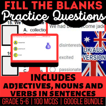 Preview of Fill the Blank Fillable Editable Presentations Self Grading Forms UK/AUS English