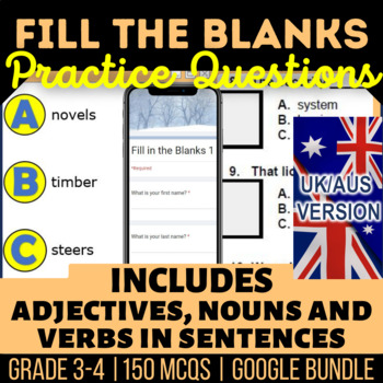 Preview of Fill the Blank Review: Fillables, Editable Presentations, Forms UK/AUS Spelling